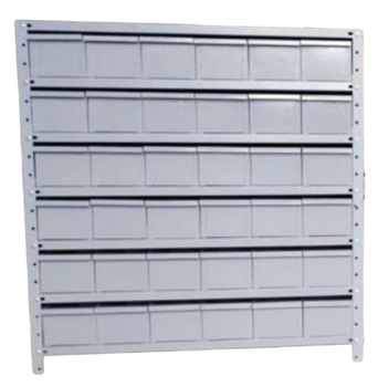 Estante Gaveteiro cinza 36 gavetas padrão 30cm Altura 100cm