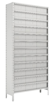 Estante Gaveteiro cinza 36 gavetas padrão 30cm Altura 198cm