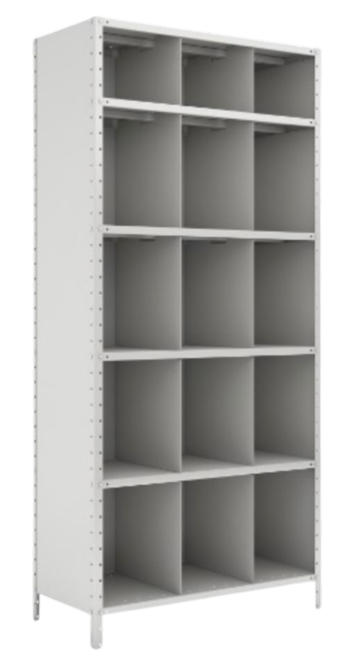 Estante de aço cinza fechada com divisor padrão 30cm 6 bandejas