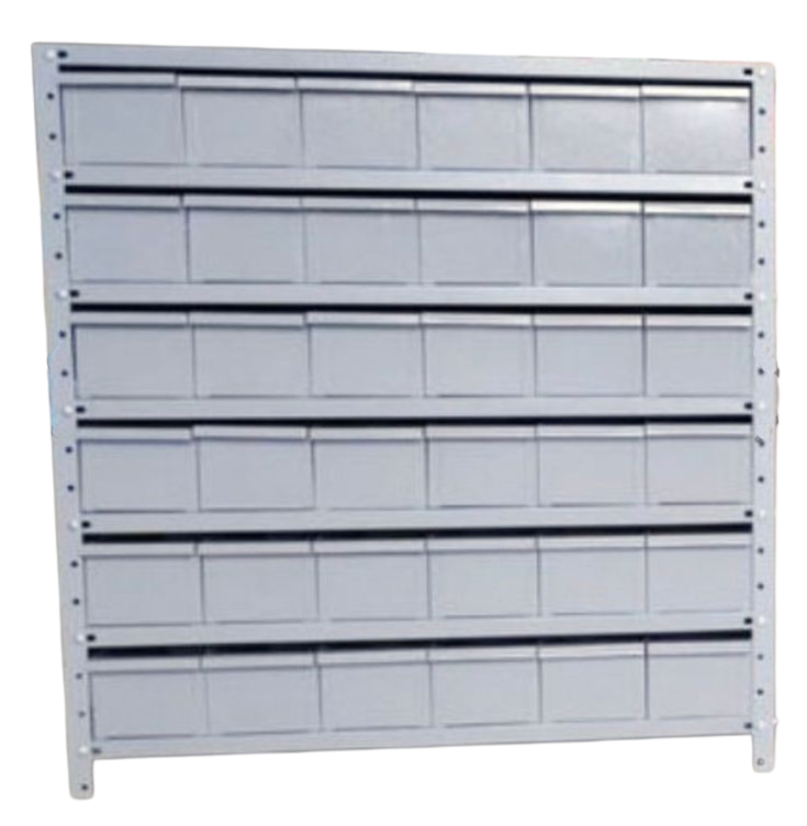 Estante Gaveteiro cinza 36 gavetas padrão 30cm Altura 100cm